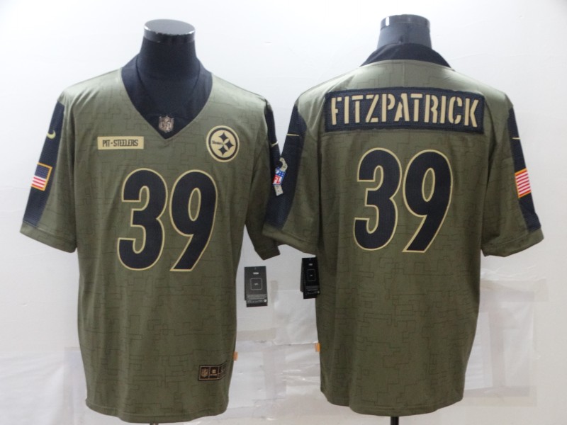 Men Pittsburgh Steelers 39 Fitzpatrick green Nike Olive Salute To Service Limited NFL jersey